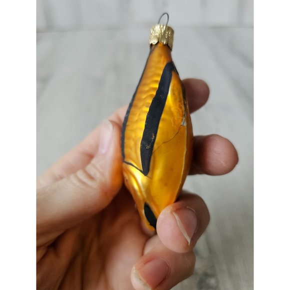 Czech Republic fish mini ornament glass orange striped Xmas tree - Picture 2 of 10